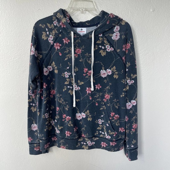Sundry Size S Blue Floral hoodie sweater size S - Picture 2 of 10